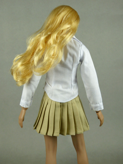 Nouveau Toys 1/6 Scale Female White Shirt & Beige Plaid Skirt Set